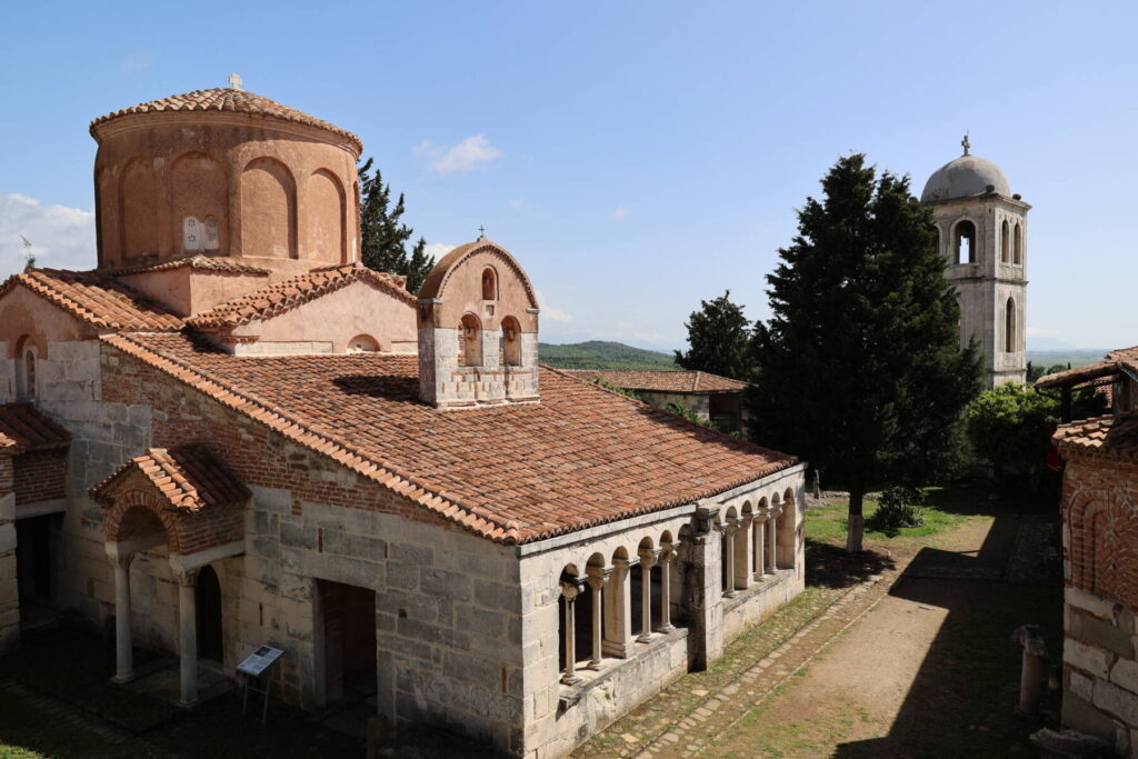 The medieval monastery complex of St. Mary is surrounded by the ancient ruins of the Archaeological Park of Apollonia, Albania